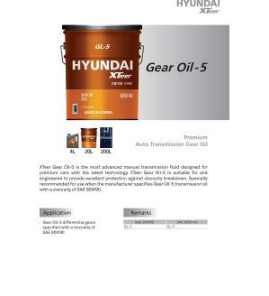Dầu hộp số,bánh răng HYUNDAI GEAR OIL GL-5