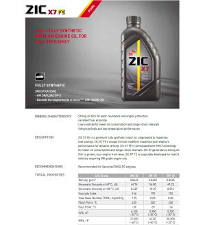 Dầu động cơ xăng ZIC X7 FE